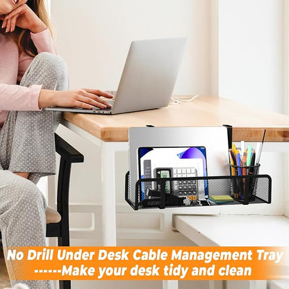 Under Desk Cable Management Tray, Wire Management Desk Cable Organizer Cable
