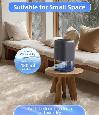 TABYIK Small Dehumidifier for Bedroom, Portable Dehumidifiers for Home