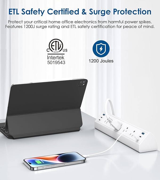 Jgstkcity Desk Clamp Power Strip USB C, 40W Total Fast Charging Station
