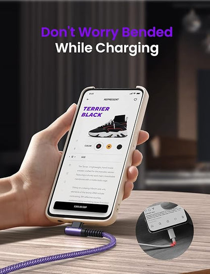AINOPE 4-Pack USB C Cable, 3.1A C Charger Cable Fast Charging, Right Angle Type