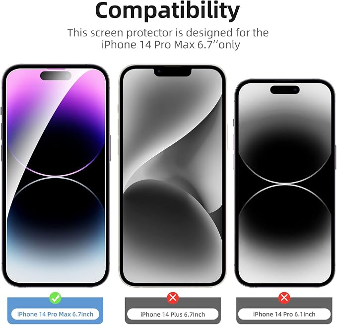NEW'C 3 Pack Designed for iPhone 14 Pro Max Screen Protector, Enhanced Tempered