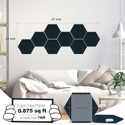 Mollywell Hexagon Acoustic Panels, High Density, Soundproofing, Decorative