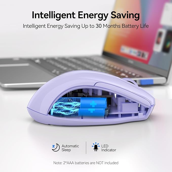 TECKNET Wireless Mouse Silent 4800 DPI Computer USB A & Bluetooth Mouse 6