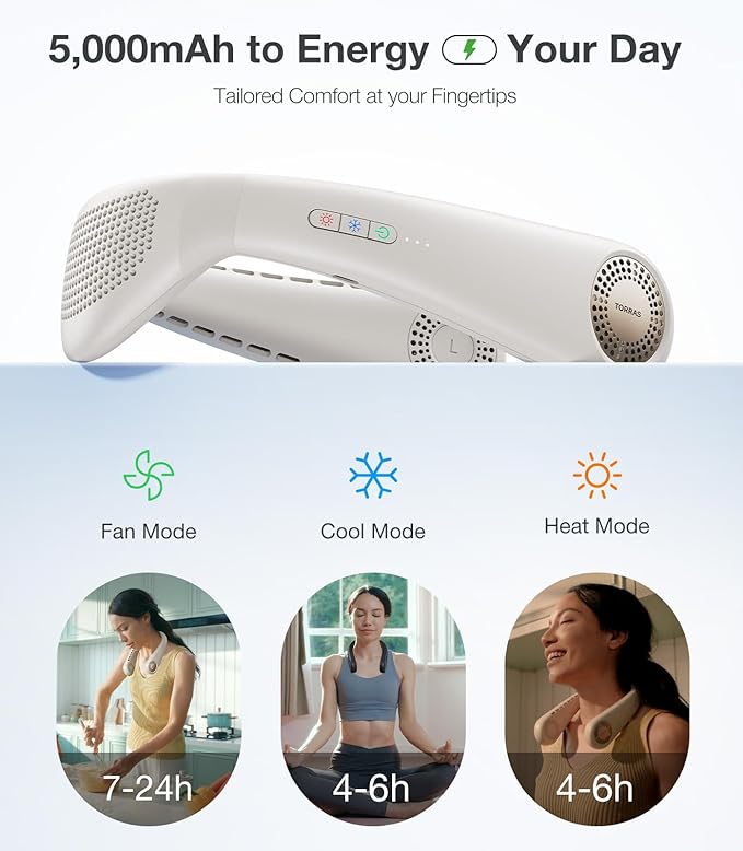 TORRAS COOLiFY Air Neck Fan Air Conditioner, 3D Airflow, Light Portable Fan