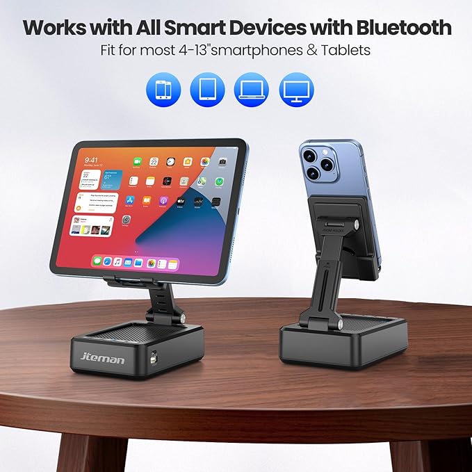 JTEMAN Cell Phone Stand with Bluetooth Speaker and Charging Function, Birthday