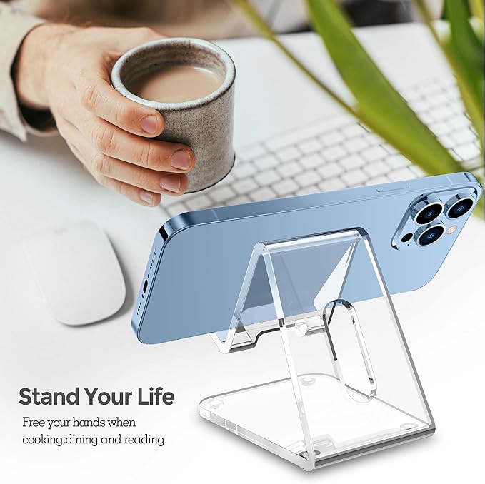 CreaDream Acrylic Cell Phone Stand, 5mm Thicker Clear Cell Phone Holder