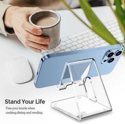 CreaDream Acrylic Cell Phone Stand, 5mm Thicker Clear Cell Phone Holder