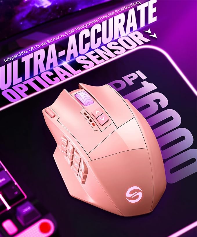 UtechSmart Venus Pro Wireless MMO Gaming Mouse, 000 DPI Optical Sensor