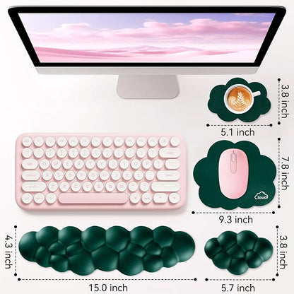 Cloud Wrist Rest for Computer Keyboard, 4-in-1 Memory Foam Leather Cloud