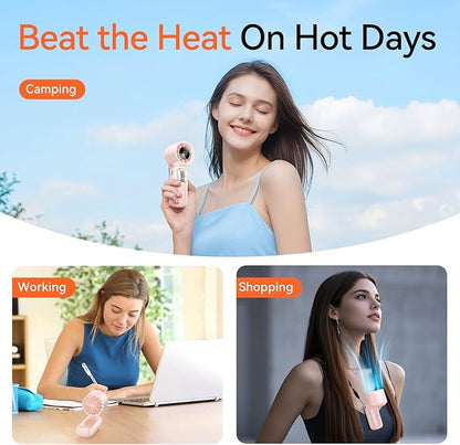 3-in-1 Portable Handheld Turbo Fan-100 Speeds, 15000 RPM, 10Hrs Cooling