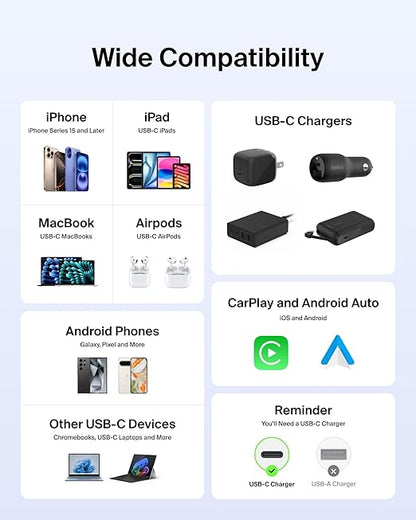 Belkin USB C to USB C Cable 2-Pack, 60W