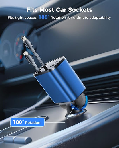 4 in 1 Retractable Car Charger, SUPERONE Smaller Fast Car Phone Charger 69W