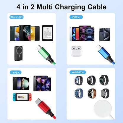 Charger Compatible for Apple Watch, 4 in 2 Multi Charging Cable for Multiple