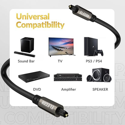 Elecan Optical Audio Cable 25 Ft Digital Audio Toslink Cable Cord-Fiber