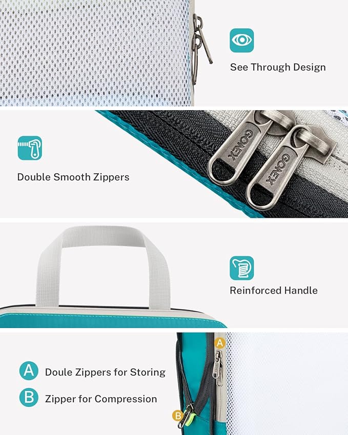 Compression Packing Cubes, Gonex Extensible Storage Mesh Bags Organizers