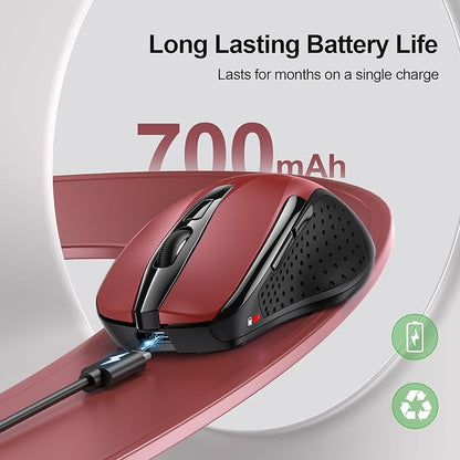 TECKNET Rechargeable Wireless Mouse, 2.4G Silent Mouse, Quiet Click, 6