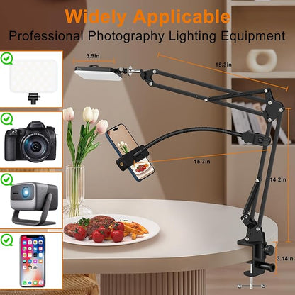 Overhead Phone Mount with 60 LED Portable Selfie Light and Phone Holder