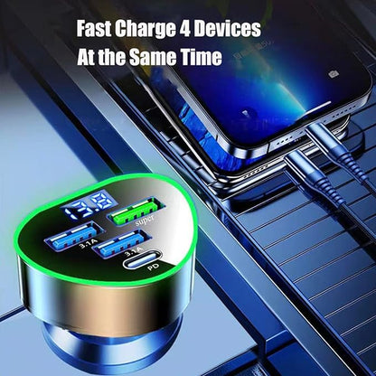 Multi Port USB C Car Phone Charger Adapter 4 in 1