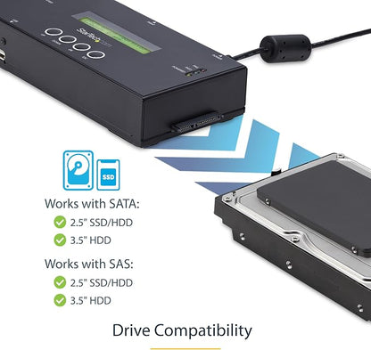 StarTech.com 1:1 Standalone Hard Drive Duplicator and Eraser, SAS/SATA HDD/SSD