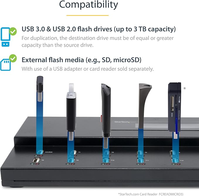 StarTech.com Standalone 1 to 15 USB Flash Drive Duplicator/Cloner/Eraser