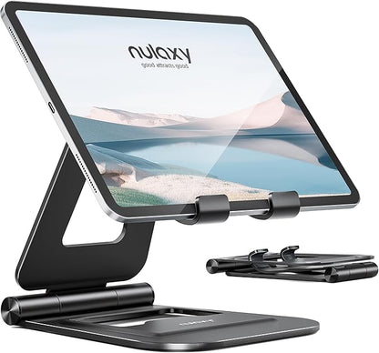 Nulaxy Aluminum Dual Foldable iPad Stand, Fully Adjustable Desktop Tablet Holder
