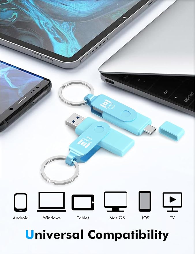 MOSDART 128GB USB3.1 Fast Speed C and A Dual Flash Drive, exFAT Memory Stick