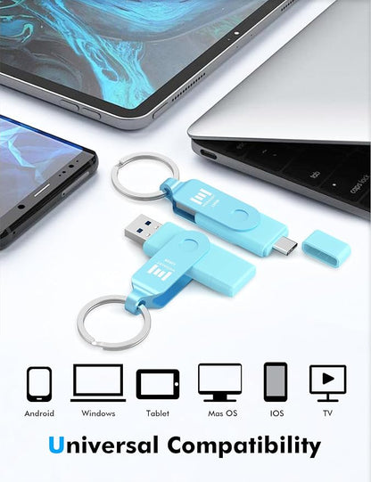 MOSDART 128GB USB3.1 Fast Speed C and A Dual Flash Drive, exFAT Memory Stick