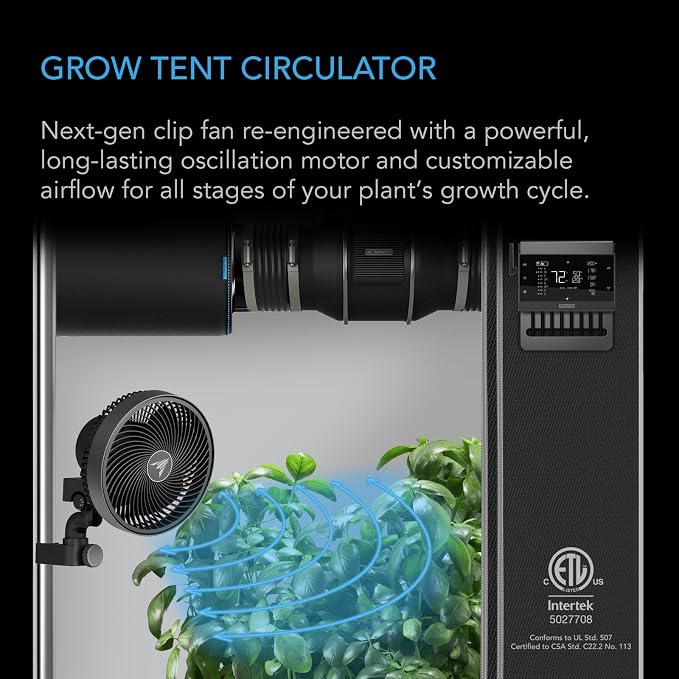 AC Infinity CLOUDRAY S6 2-Pack, Grow Tent Clip Fan 6”