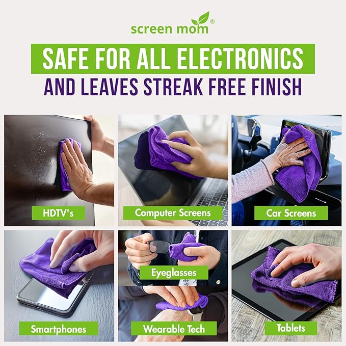 Screen Mom Screen Cleaner Purple Microfiber Cloths