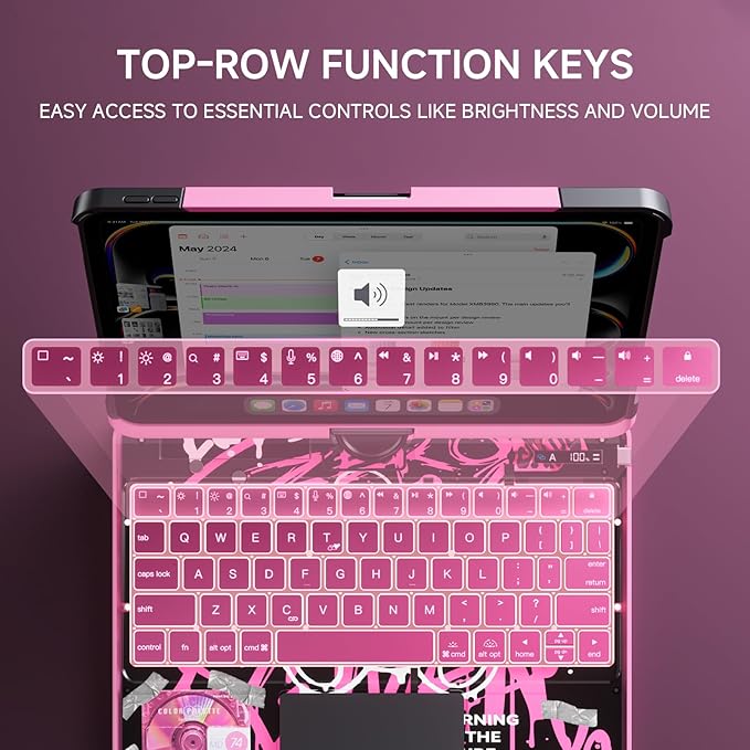 Transparent Case with Keyboard iPad Air 11 Inch, Compatible 10.9" iPad Air