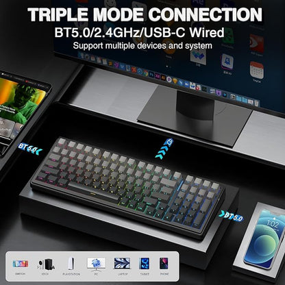 AULA F99 Pro Wireless Mechanical Keyboard, Hot Swappable Custom Keyboard