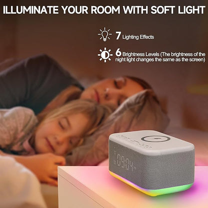 Alarm Clock Speaker Wireless Charger, Digital Alarm Clocks Bedrooms Bluetooth