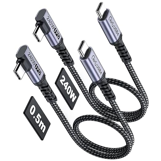 Short USB 4 Cable Right Angle, 240W Fast Charging
