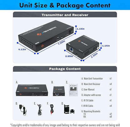 J-Tech Digital HDMI Extender Splitter 1x4 Over Single Cat5e/6 Ethernet Cable Up