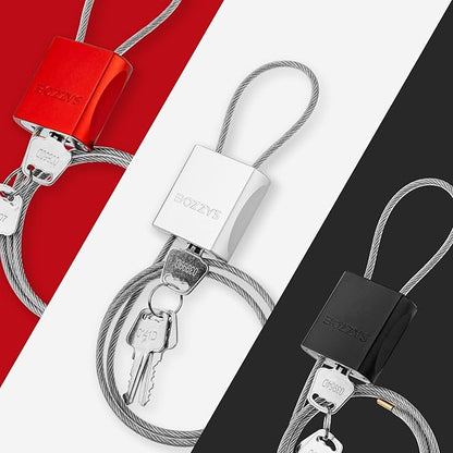 Cable Lock with 3 Keys | L 6.56ft, D 1/6in Adjustable Steel Cable Padlock |