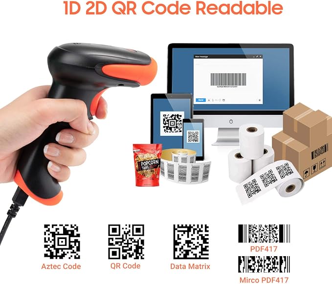Tera Wireless 2D QR Barcode Scanner