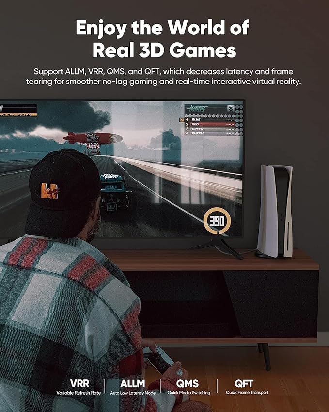 Highwings Long 8K HDMI Cable 25FT 48Gbps, 2.1 High Speed Gaming Cord 4K@120Hz
