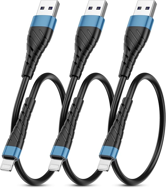 OIITH MFi Certified Short for iPhone Charger Cable 3 Pack 1 Ft, 12 inch for