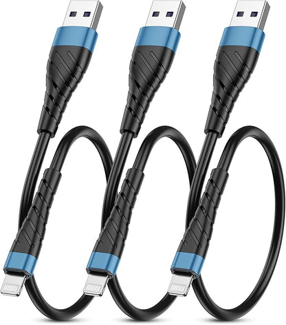 OIITH MFi Certified Short for iPhone Charger Cable 3 Pack 1 Ft, 12 inch for