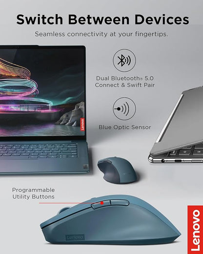 Lenovo Yoga Pro Mouse, USB-C Rechargable, Dual Mode Bluetooth, 6 Button