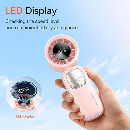 3-in-1 Portable Handheld Turbo Fan-100 Speeds, 15000 RPM, 10Hrs Cooling