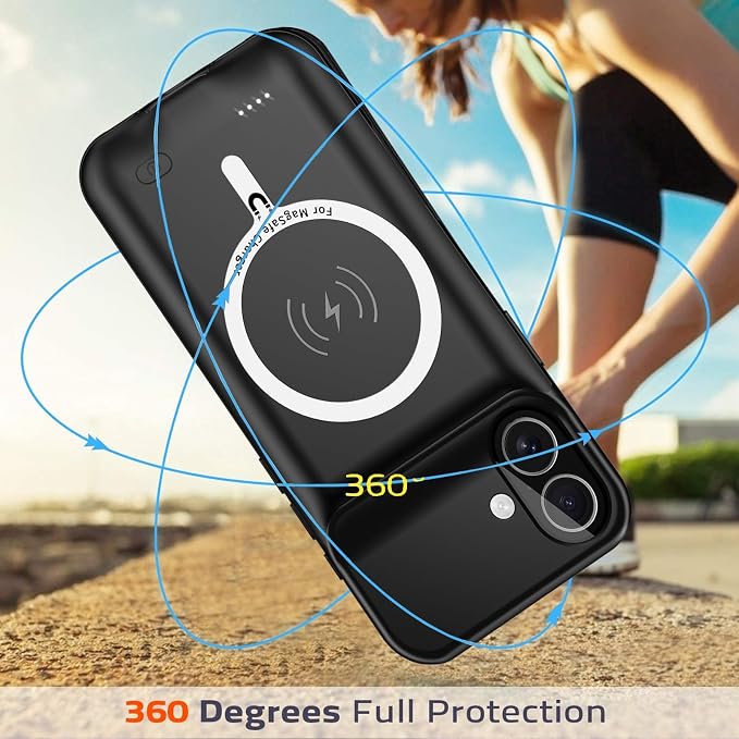 Battery Case for iPhone 16, Upgraded 10000mAh Ultra-Slim Rechargeable Portable