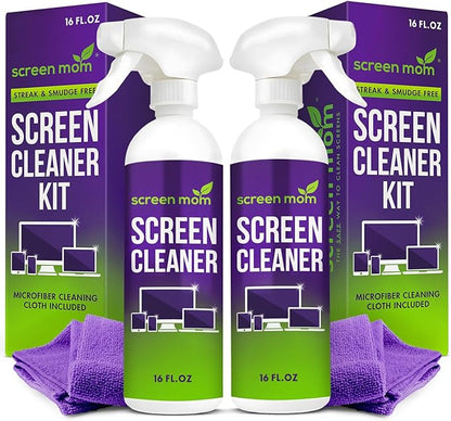 Screen Mom Screen Cleaner Spray and Microfiber Cloth 2-Pack Screen Cleaner
