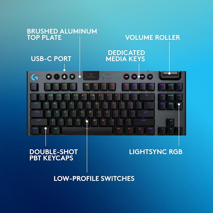 Logitech G915 X Lightspeed TKL Wireless Mechanical Gaming Keyboard, Double-Shot