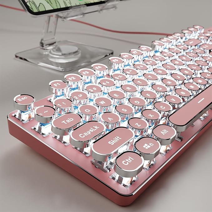 EWEADN TK100 Typewriter Keyboard Wired Mechanical Keyboard, 104 Keys Aesthetic