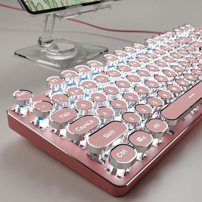 EWEADN TK100 Typewriter Keyboard Wired Mechanical Keyboard, 104 Keys Aesthetic