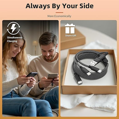 Multi Charging Cable 5 in 1, Nylon Braided USB C Multiple Charger Cord