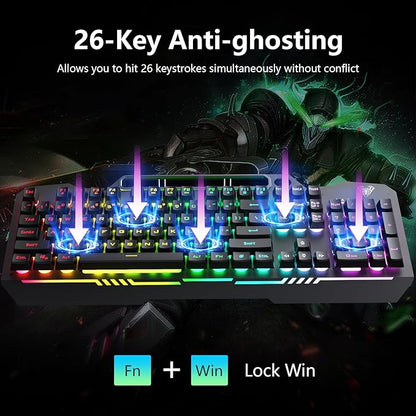 AULA Gaming Keyboard, T102 104 Keys Gaming Keyboard and Mouse Combo