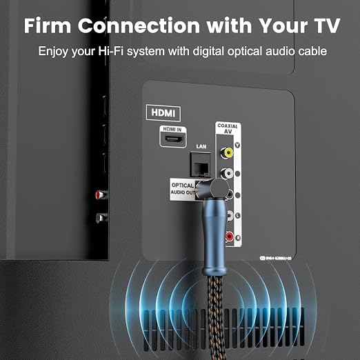 EMK 90 Degree Toslink Optical Cable 24K-Gold Connector 360 Degree Free-Rotating