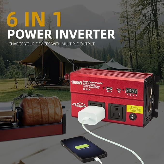 TWING Car 1000w Inverter, 12v DC to 110v Power Inverters